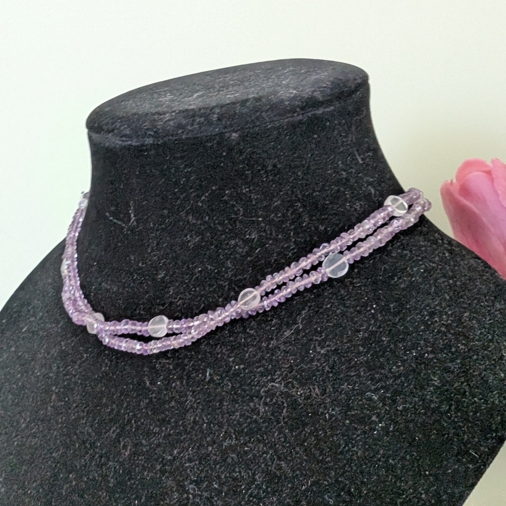 Vintage Purple Beaded Necklace - Picture 3 of 9